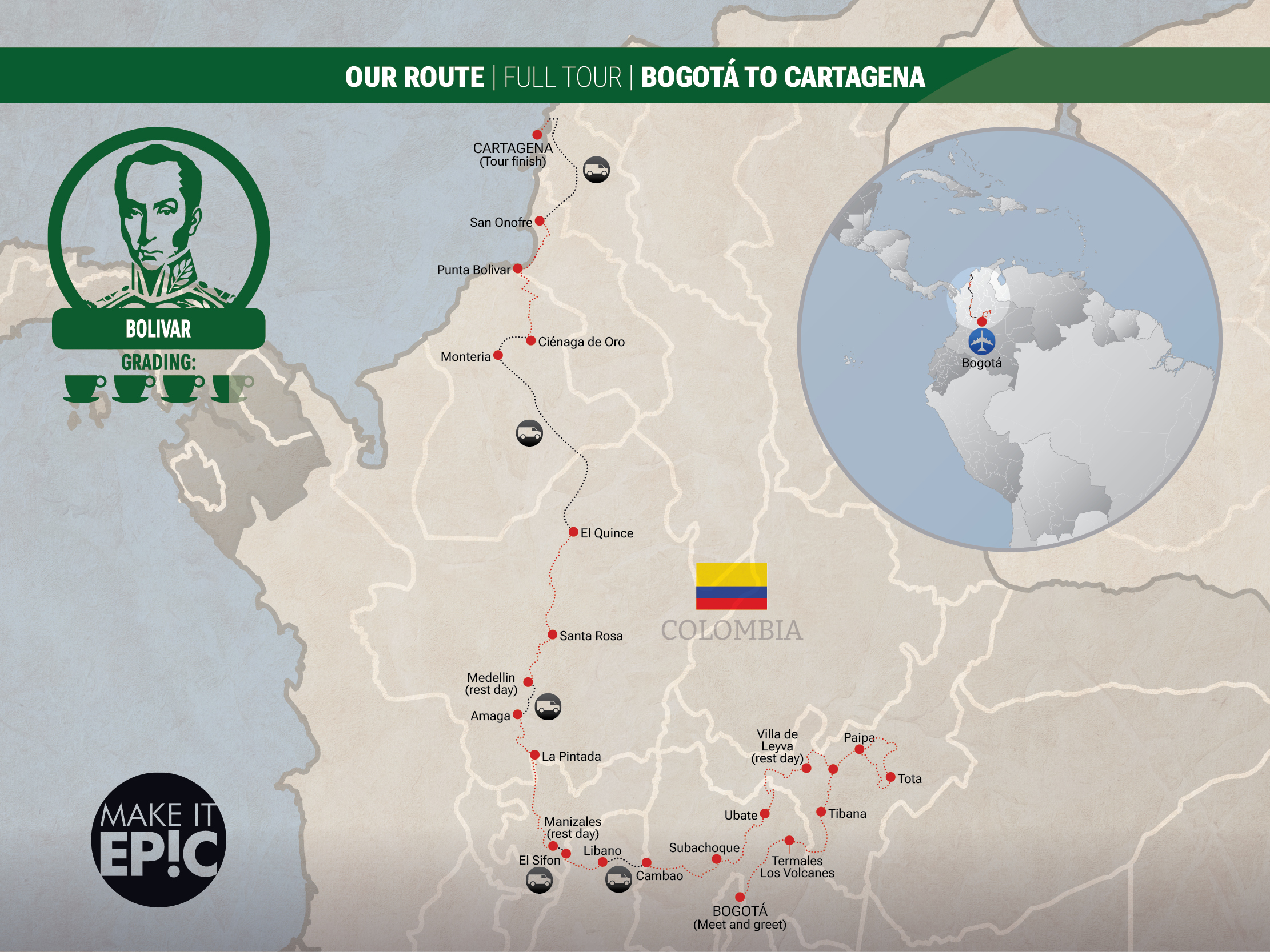 Bolivar Tour Map